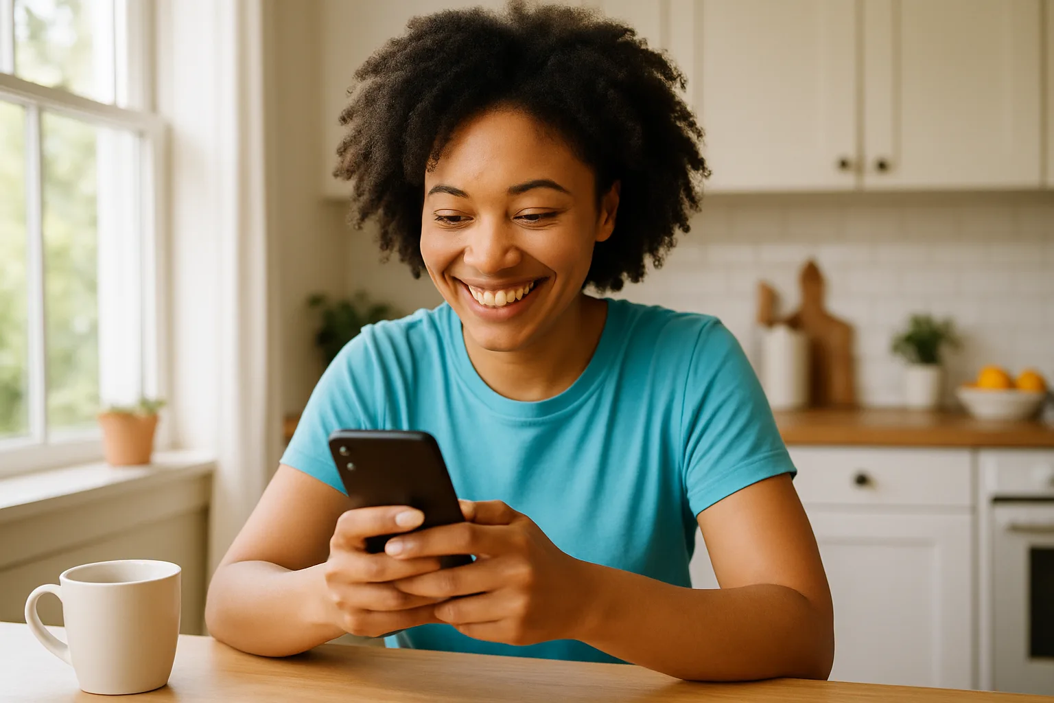 Person smiling while messaging on a smartphone — start dating in The West Midlands